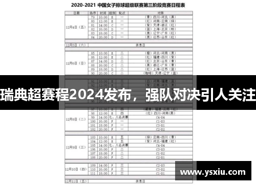 瑞典超赛程2024发布,强队对决引人关注